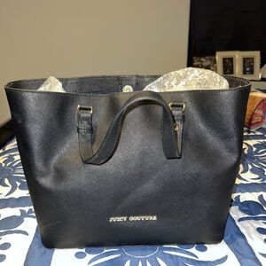 Juicy Couture Black Structured Tote with Gold Hardware